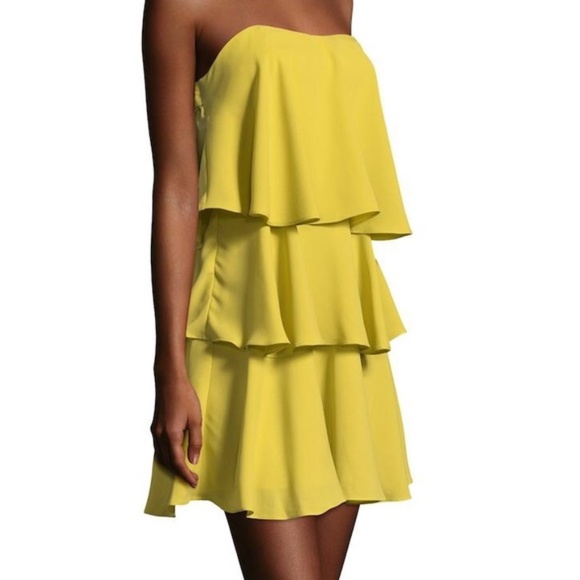 strapless tiered ruffle dress